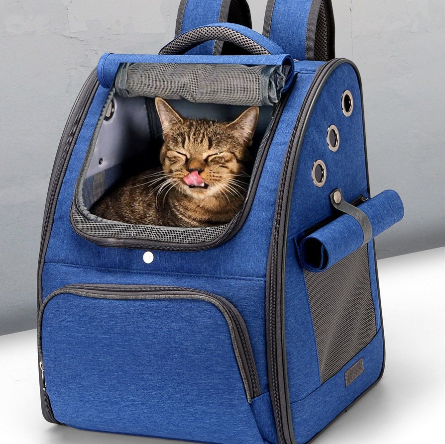 Foldable Pet Backpack Carrier With Secure Locking Zipper